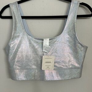 NWT Fabletics Iridescent Silver Sports Bra